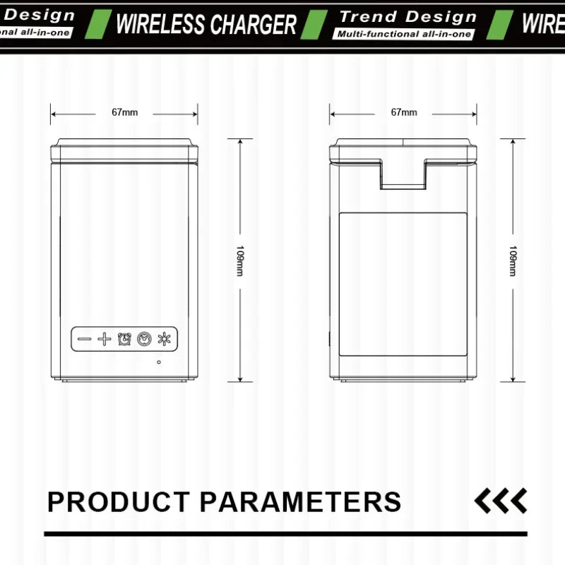 6-in-1 Magnetic Wireless Charging Station with Speaker & Alarm Clock β Fast 15W Charger, LED Light & Desk Organizer