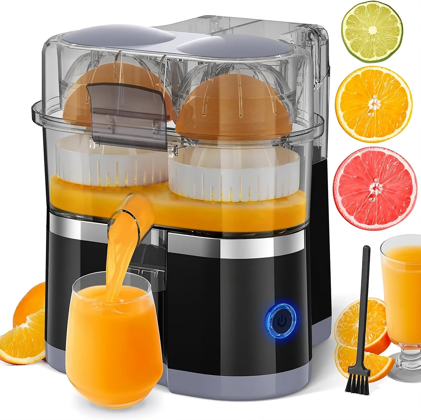 Portable Dual Head Electric Citrus Juicer – Fast 2-Fruit Squeezer, 15000RPM, Easy Clean