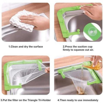 Sink Corner Strainer Basket – Triangular Kitchen Drain Filter with Disposable Mesh Bags