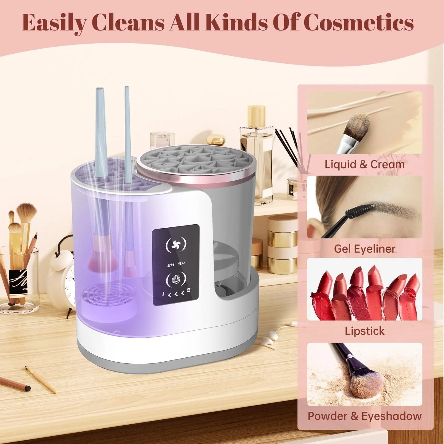 3-in-1 Electric Makeup Brush Cleaner & Dryer – Automatic USB Brush Cleaning Machine