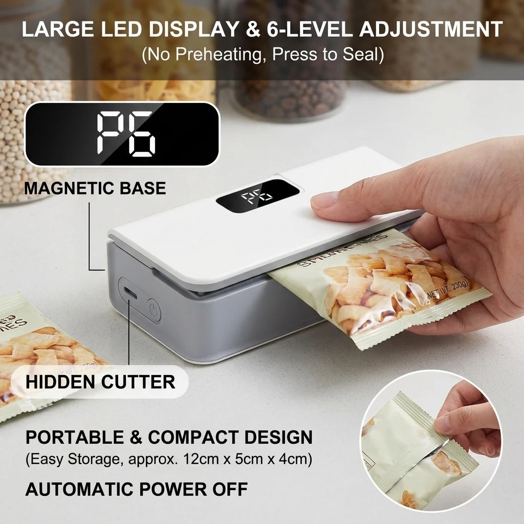 2-in-1 Mini Bag Sealer & Cutter – Keep Food Fresh Anywhere