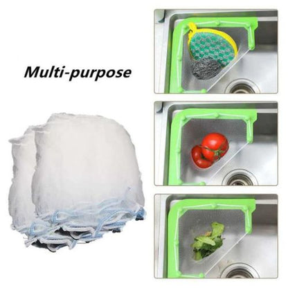 Sink Corner Strainer Basket – Triangular Kitchen Drain Filter with Disposable Mesh Bags