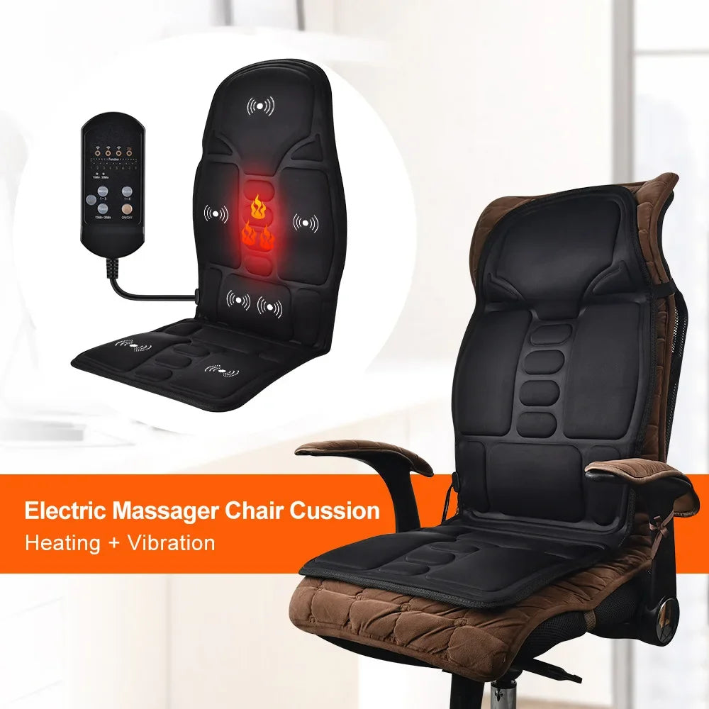 Full-Body Heated Massage Cushion – Multi-Mode Vibration Chair Pad for Back, Neck & Seat Relief