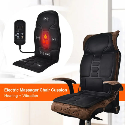 Full-Body Heated Massage Cushion – Multi-Mode Vibration Chair Pad for Back, Neck & Seat Relief