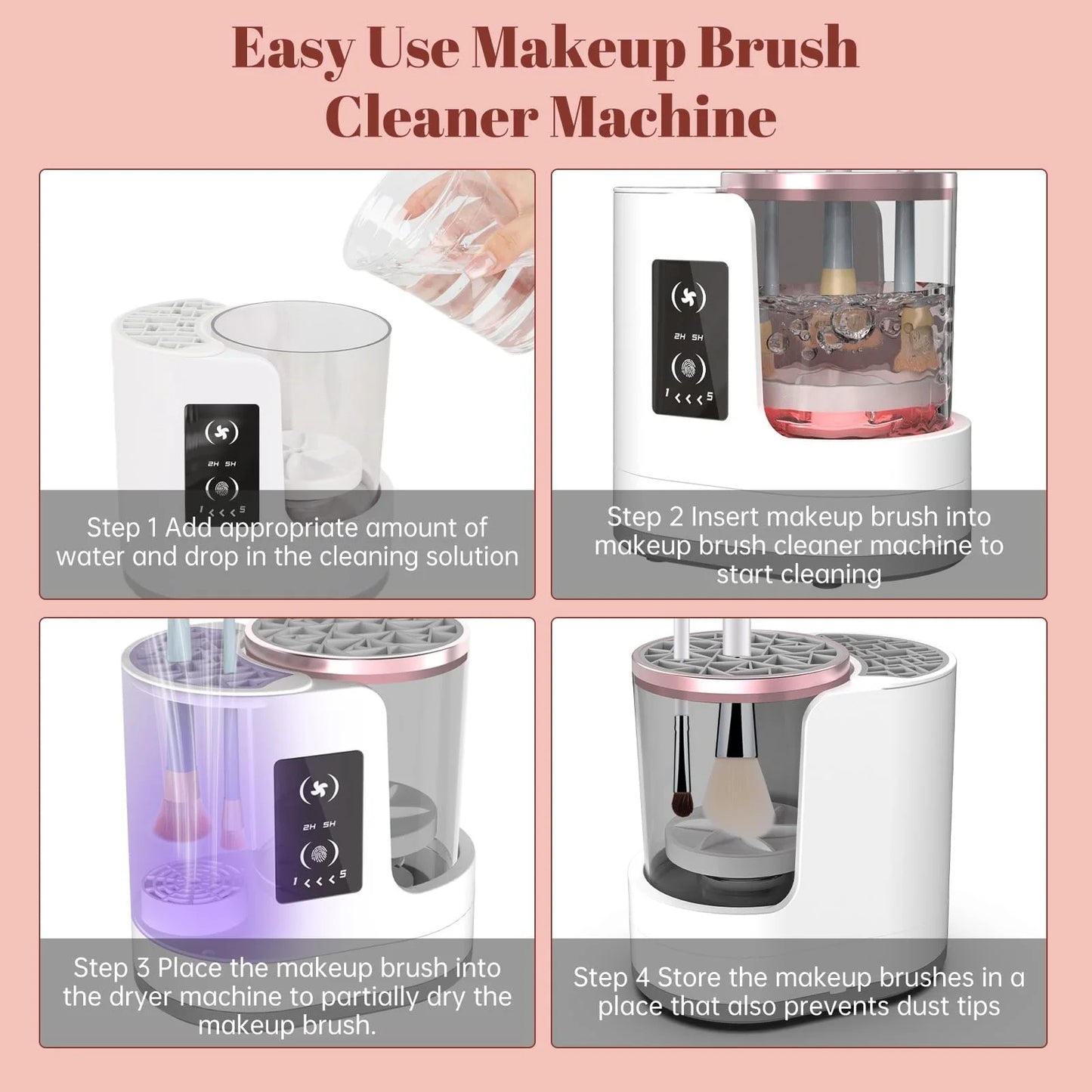 3-in-1 Electric Makeup Brush Cleaner & Dryer – Automatic USB Brush Cleaning Machine