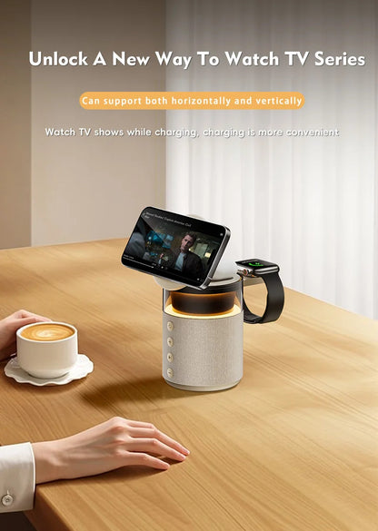 5-in-1 Wireless Charging Station with Bluetooth Speaker & Night Light