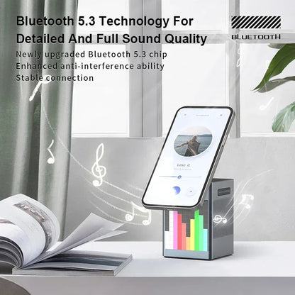6-in-1 Magnetic Wireless Charging Station with Speaker & Alarm Clock – Fast 15W Charger, LED Light & Desk Organizer